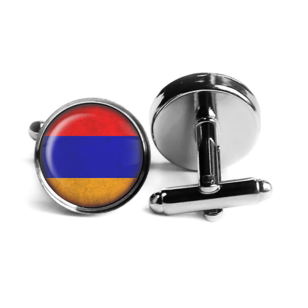 Armenia Armenian Flag Rhodium Silver Cufflinks