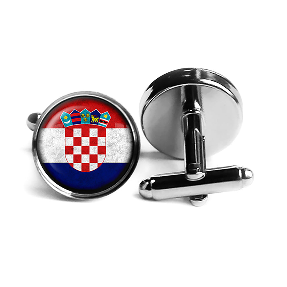 Croatia Croatian Flag Rhodium Silver Cufflinks