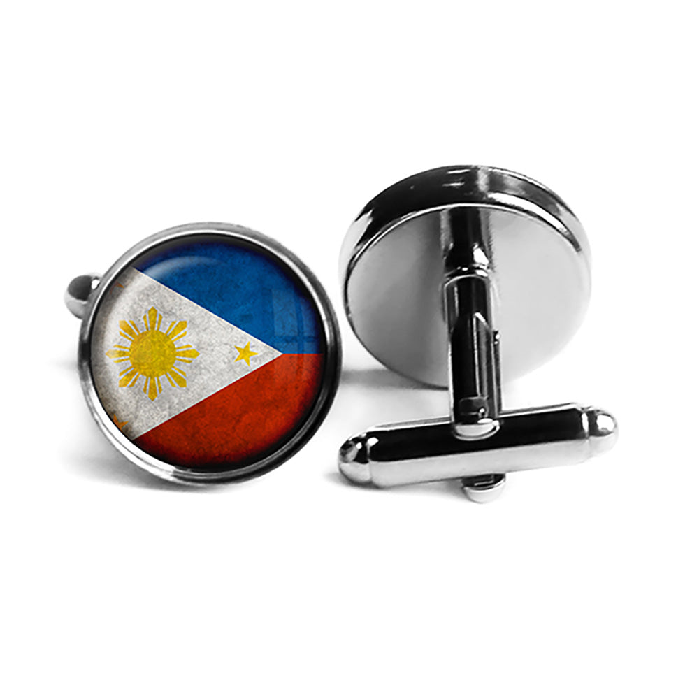 Philippines Filipino Flag Rhodium Silver Cufflinks