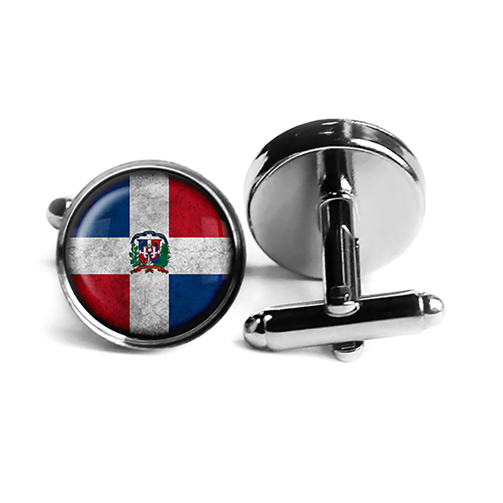 The Dominican Republic Dominican Flag Rhodium Silver Cufflinks