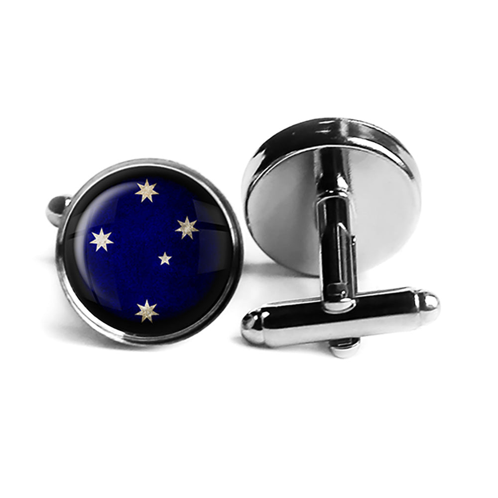 Australia Australian Southern Cross Flag Rhodium Silver Cufflinks