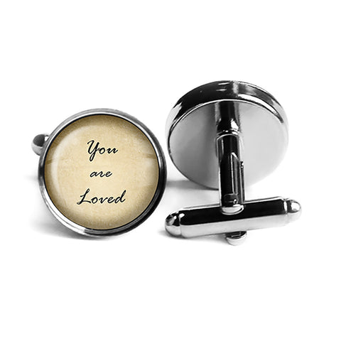 You are loved Rhodium Silver Cufflinks