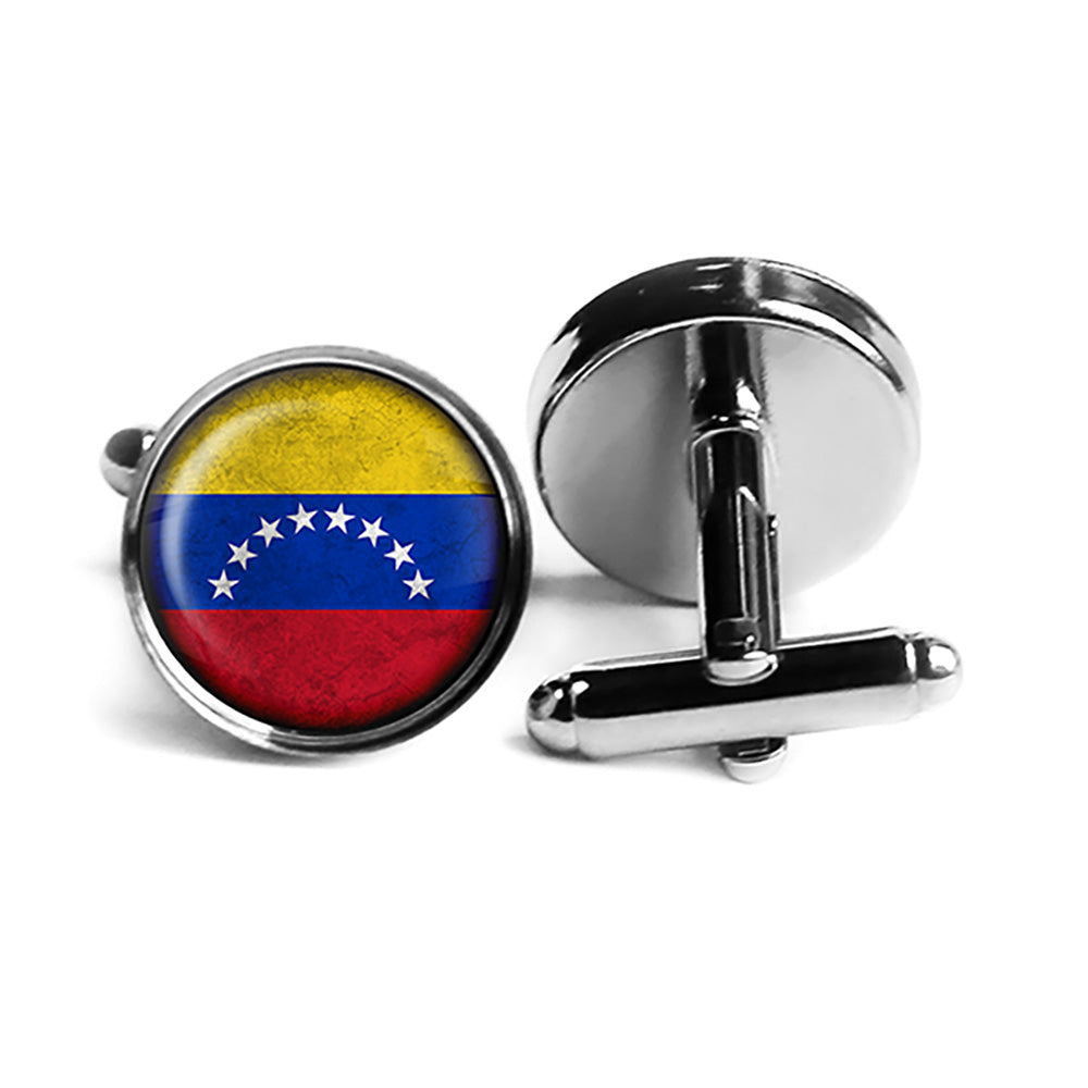 Venezuela Venezuelan Flag Rhodium Silver Cufflinks