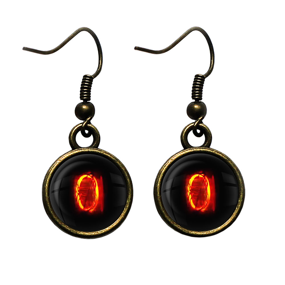 Dieselpunk Steampunk Cyberpunk Nixie Tube Print Number 0 Zero Antique Bronze Earrings