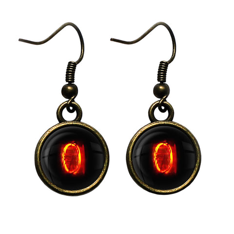 Dieselpunk Steampunk Cyberpunk Nixie Tube Print Number 0 Zero Antique Bronze Earrings