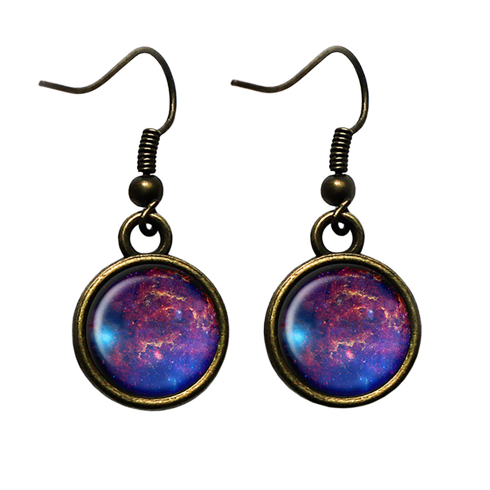NASA Photograph Galaxy Antique Bronze Earrings