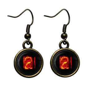 Dieselpunk Steampunk Cyberpunk Nixie Tube Print Number 2 Two Antique Bronze Earrings