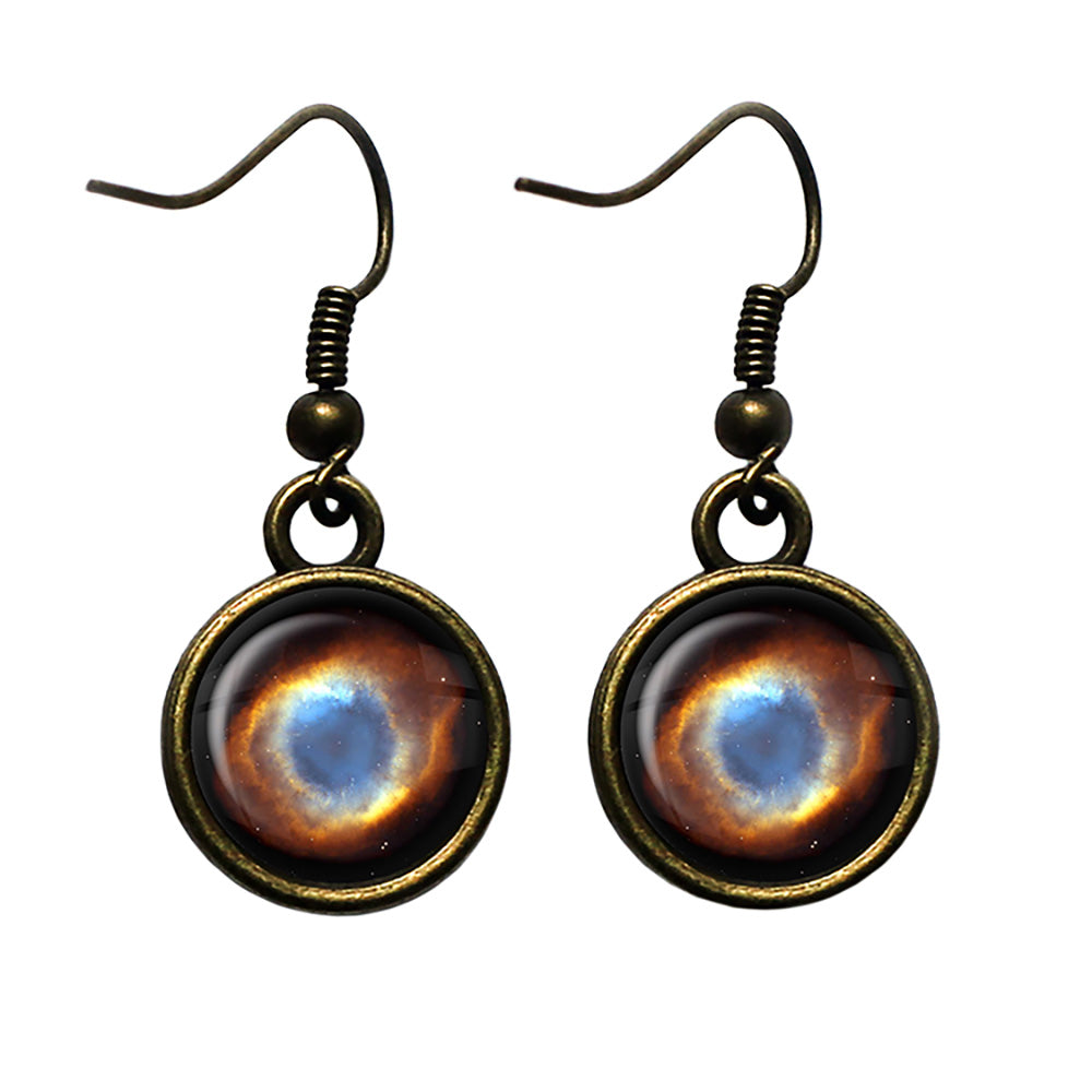 NASA Photograph Helix Nebula The Eye of God Antique Bronze Earrings
