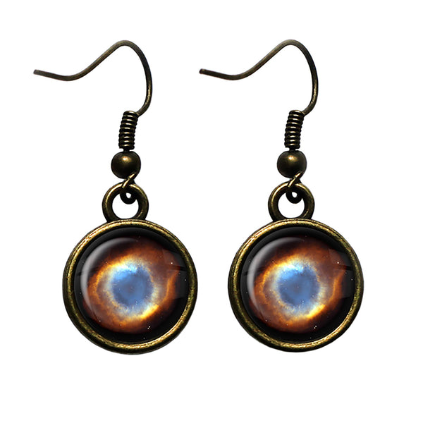 NASA Photograph Helix Nebula The Eye of God Antique Bronze Earrings