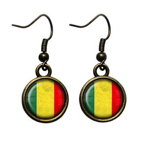 Mali Flag Antique Bronze Earrings