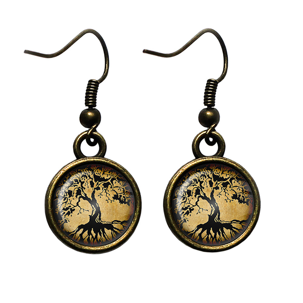 Tree of Life Nature Antique Bronze Earrings
