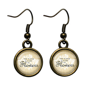 Ralph Waldo Emerson The Earth Laughs in Flowers Antique Bronze Earrings
