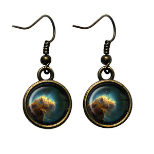 NASA Photograph Eagle Nebula Antique Bronze Earrings