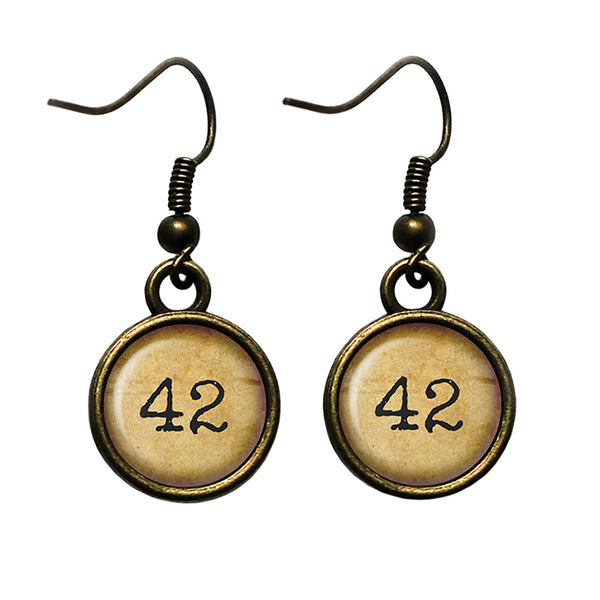 Meaning of Life Forty-Two 42 Antique Bronze Earrings