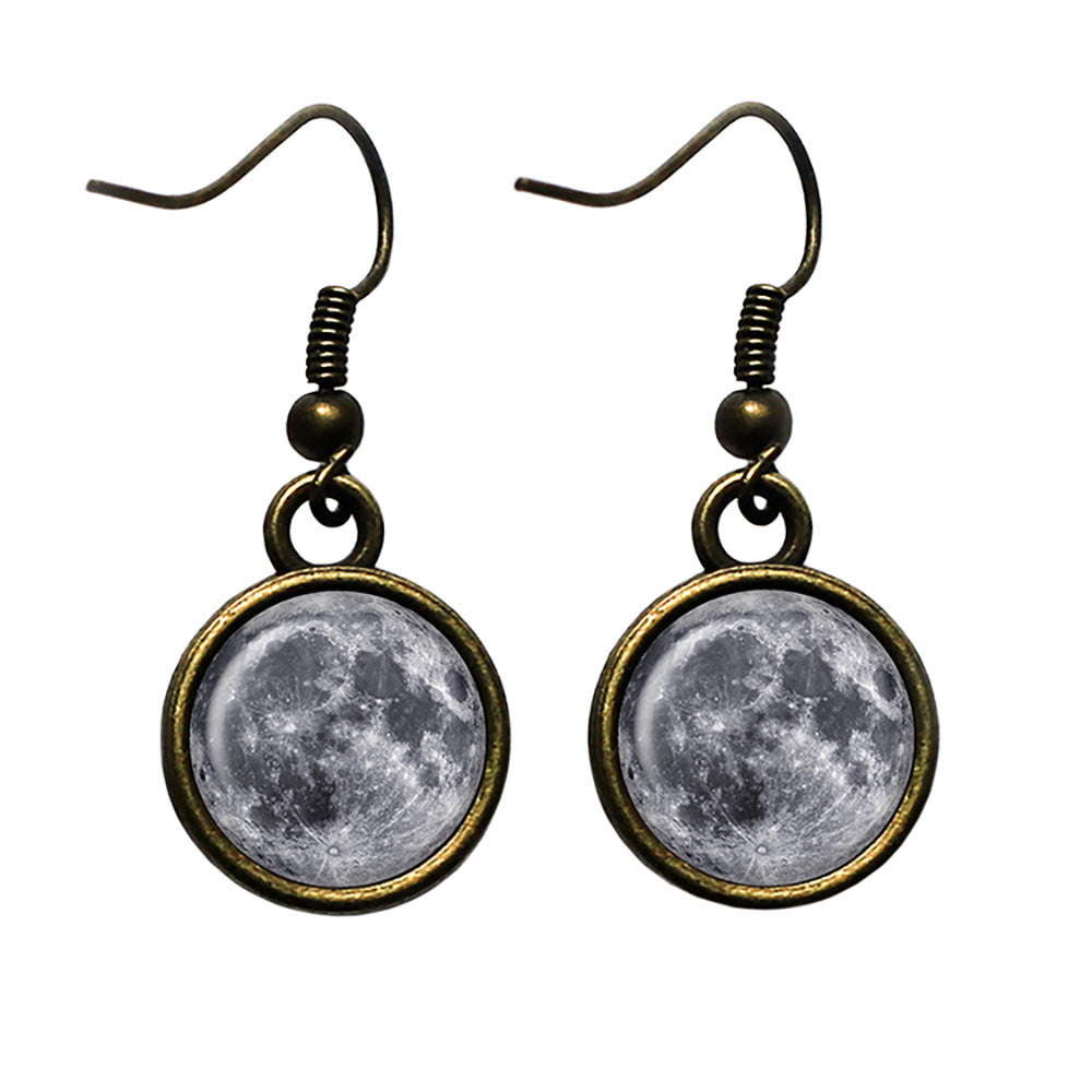 NASA Photograph The Moon Antique Bronze Earrings