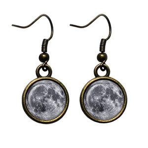NASA Photograph The Moon Antique Bronze Earrings