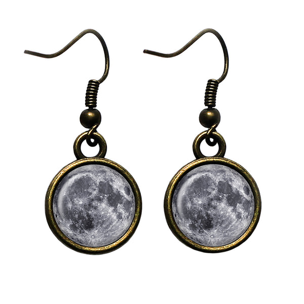 NASA Photograph The Moon Antique Bronze Earrings