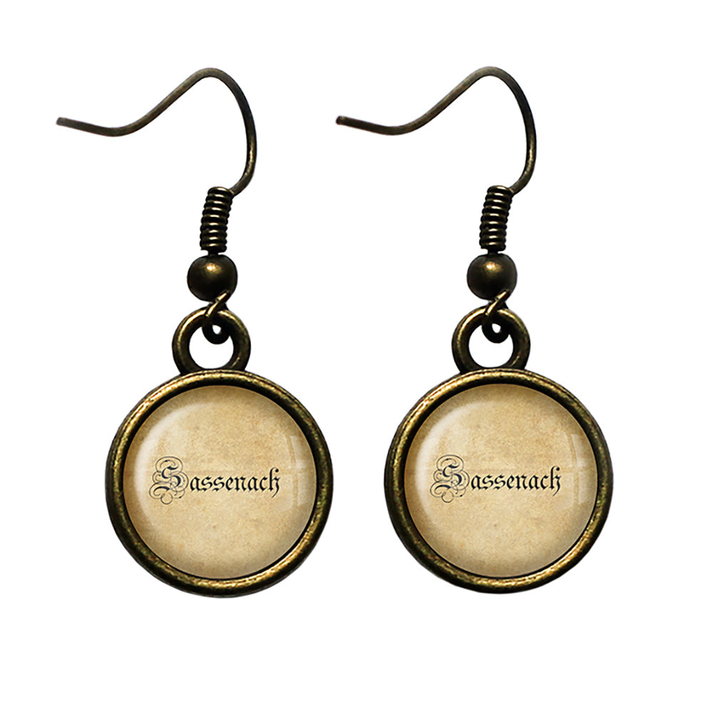 Sassenach Book TV Spelling Antique Bronze Earrings