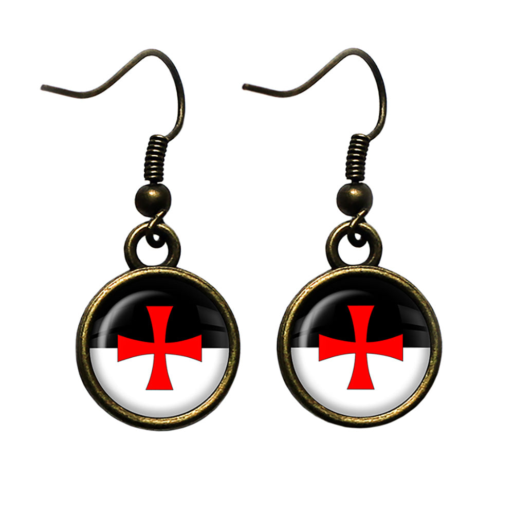 Knights Templar Battle Flag Standard Antique Bronze Earrings