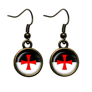 Knights Templar Battle Flag Standard Antique Bronze Earrings