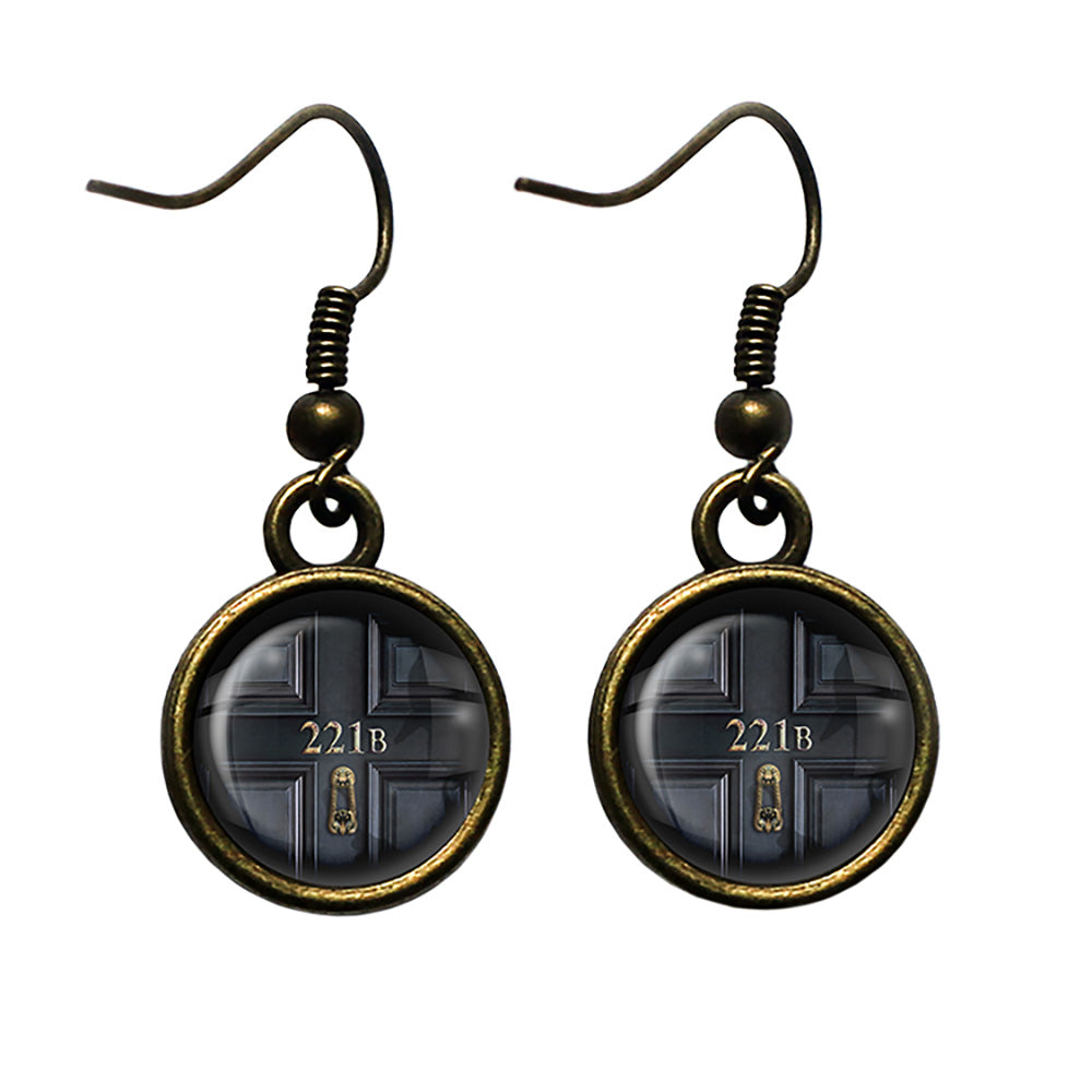 Sherlock Holmes Room 221B Antique Bronze Earrings