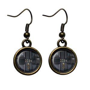 Sherlock Holmes Room 221B Antique Bronze Earrings
