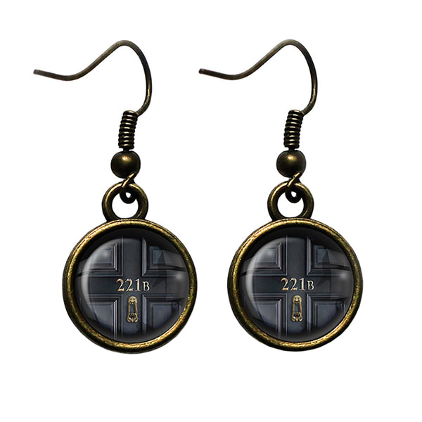 Sherlock Holmes Room 221B Antique Bronze Earrings