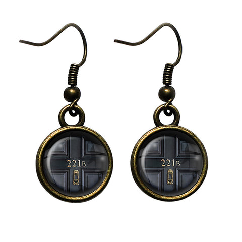 Sherlock Holmes Room 221B Antique Bronze Earrings