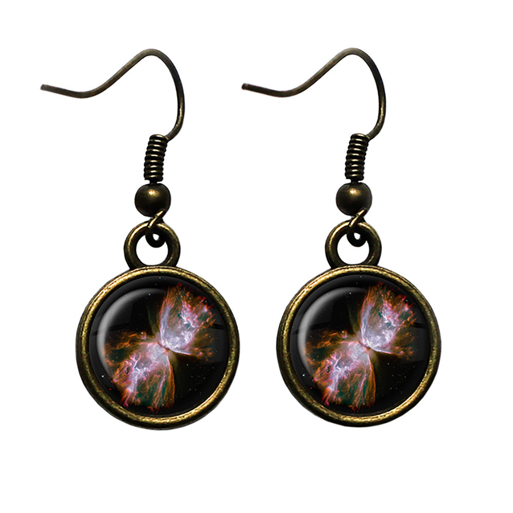NASA Photograph Red Tarantula Nebula Antique Bronze Earrings