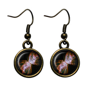 NASA Photograph Red Tarantula Nebula Antique Bronze Earrings