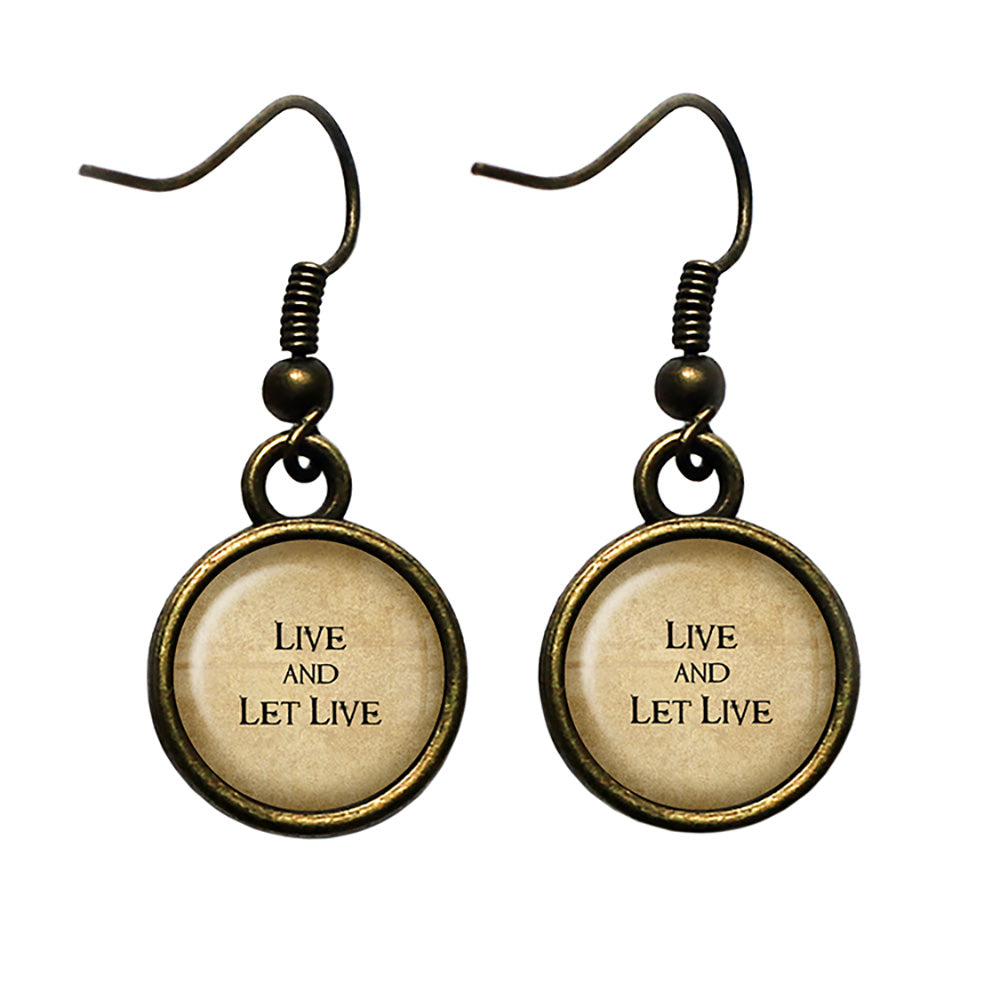 Dutch Proverb Live and Let Live Antique Bronze Earrings