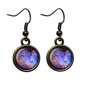 NASA Photograph Nebula Swirls Antique Bronze Earrings