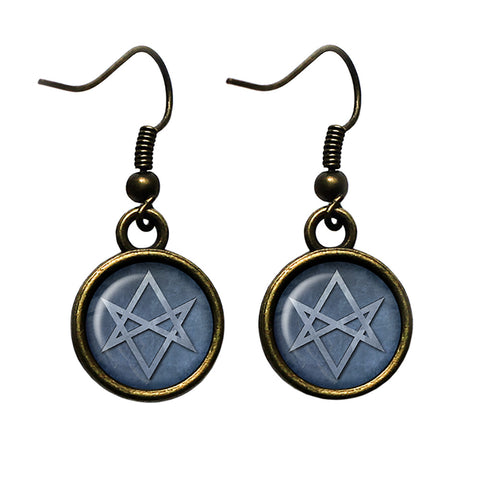 Halloween Witchcraft Hexagram Antique Bronze Earrings