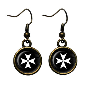 Knights of Malta Hospitalier Hospitaller Antique Bronze Earrings