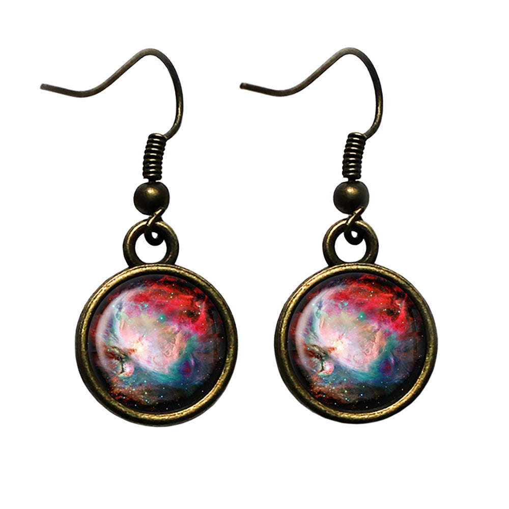 NASA Photograph Orion Nebula Antique Bronze Earrings