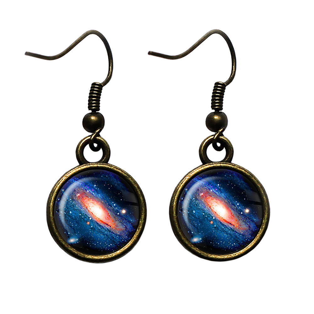 NASA Photograph Whole Galaxy Antique Bronze Earrings