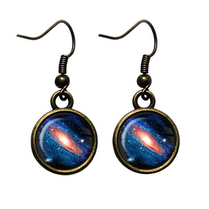 NASA Photograph Whole Galaxy Antique Bronze Earrings