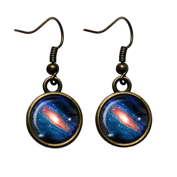 NASA Photograph Whole Galaxy Antique Bronze Earrings