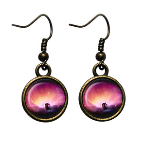 NASA Photograph Pink Nebula Antique Bronze Earrings