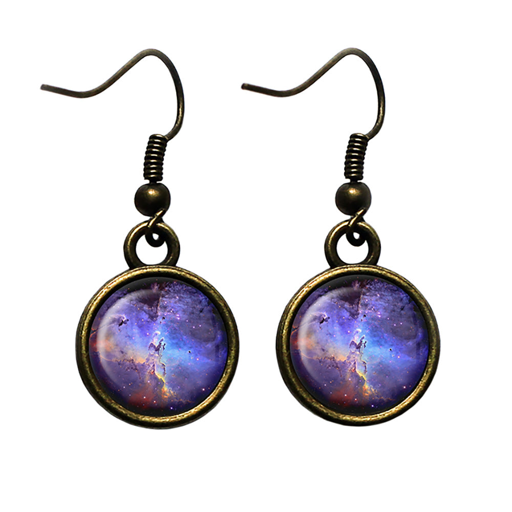 NASA Photograph Nebular Swirls Antique Bronze Earrings