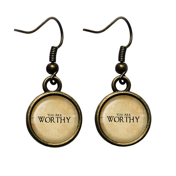 You are Worthy Antique Bronze Earrings