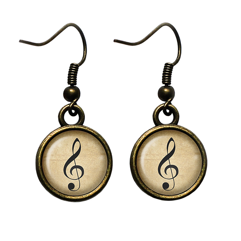 Sheet Music Musical Note Antique Bronze Earrings