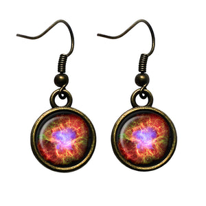 NASA Photograph Crab Nebula Antique Bronze Earrings