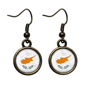 Cyprus Cypriot Flag Antique Bronze Earrings