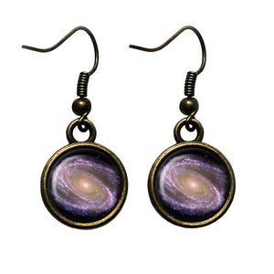 NASA Photograph Purple Galaxy Antique Bronze Earrings