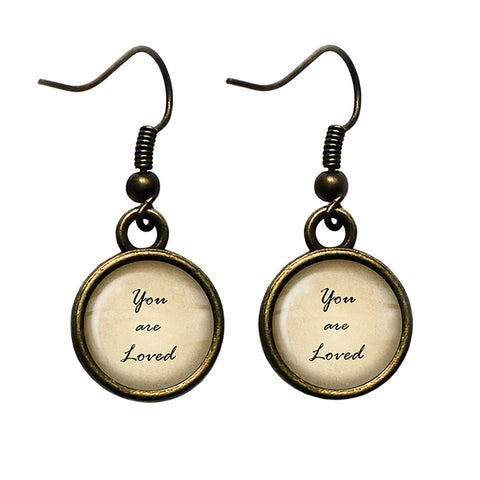 You are loved Antique Bronze Earrings