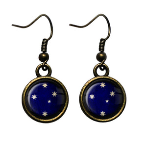 Australia Australian Southern Cross Flag Antique Bronze Earrings