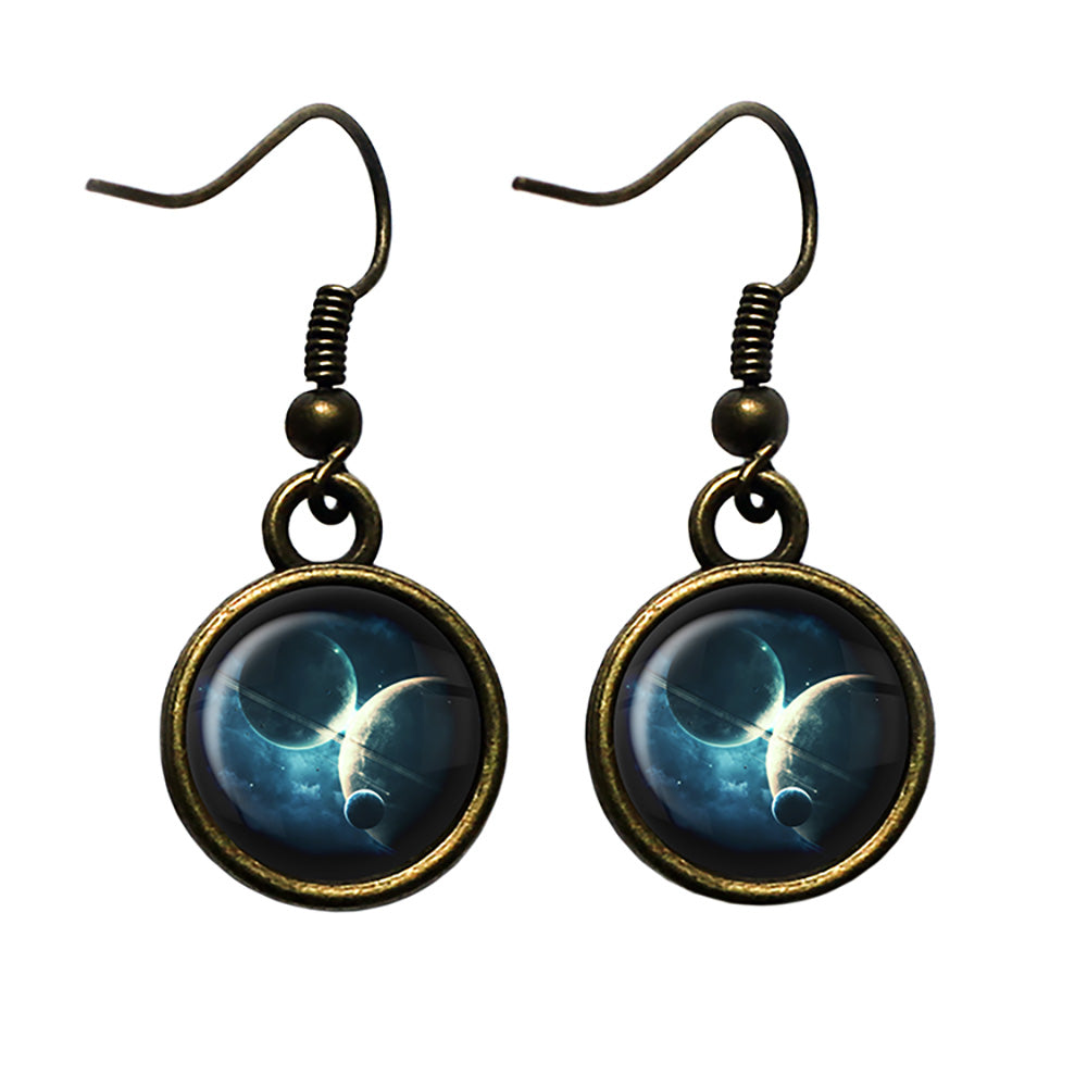 NASA Photograph Twin Planets Antique Bronze Earrings
