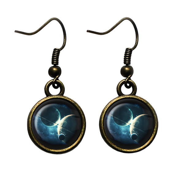 NASA Photograph Twin Planets Antique Bronze Earrings