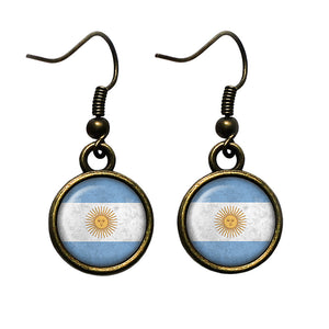 Argentina Argentinian Flag Antique Bronze Earrings